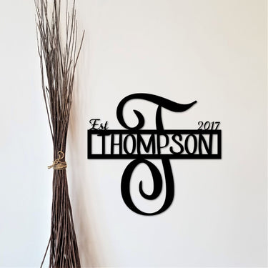 Custom Family Name Sign with Established Date | Personalized Last Name Sign | Engagement, Wedding, Anniversary, Christmas Gift | Metal Sign
